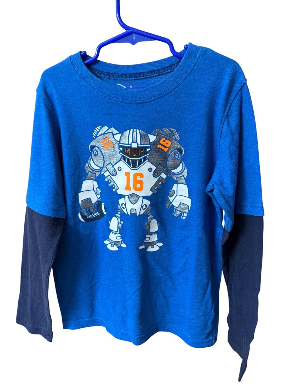 Jumping Beans Boys Size 7 Football Robot Layered Long Sleeve Shirt EUC